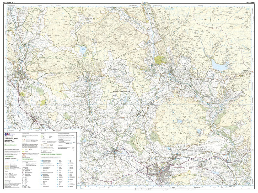 Ordnance Survey Map Yorkshire Dales - Southern & Western Area: Whernside, Ingleborough & Pen-y-ghent