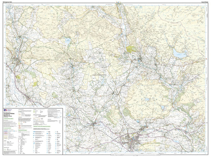 Ordnance Survey Map Yorkshire Dales - Southern & Western Area: Whernside, Ingleborough & Pen-y-ghent