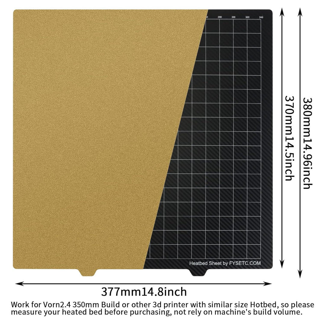BCZAMD Ender 5 Plus 2022 Build Plate JanusBPS-PET Platform Gold Textured Powder PEI+PET Carbonn Fibr