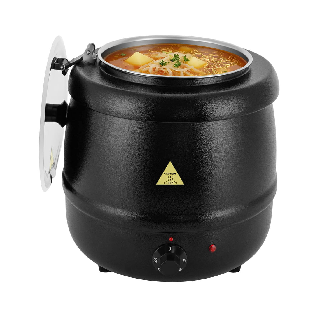 400W 10L elektrisch Suppenkessel mit Deckel, Schwarz Warmhaltebehälter Suppenwarmhaltebehälter Suppe