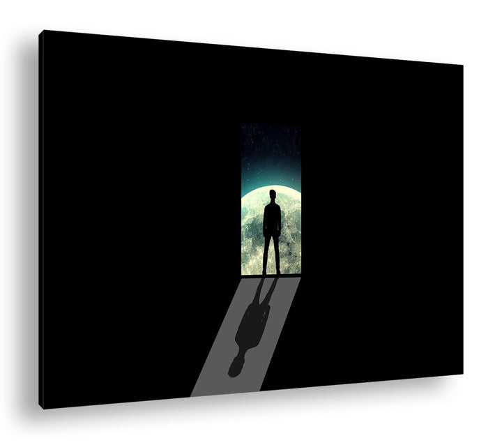 deyoli Der Man im Mond Format: 80x60 als Leinwandbild, Motiv fertig gerahmt auf Echtholzrahmen, Hoch