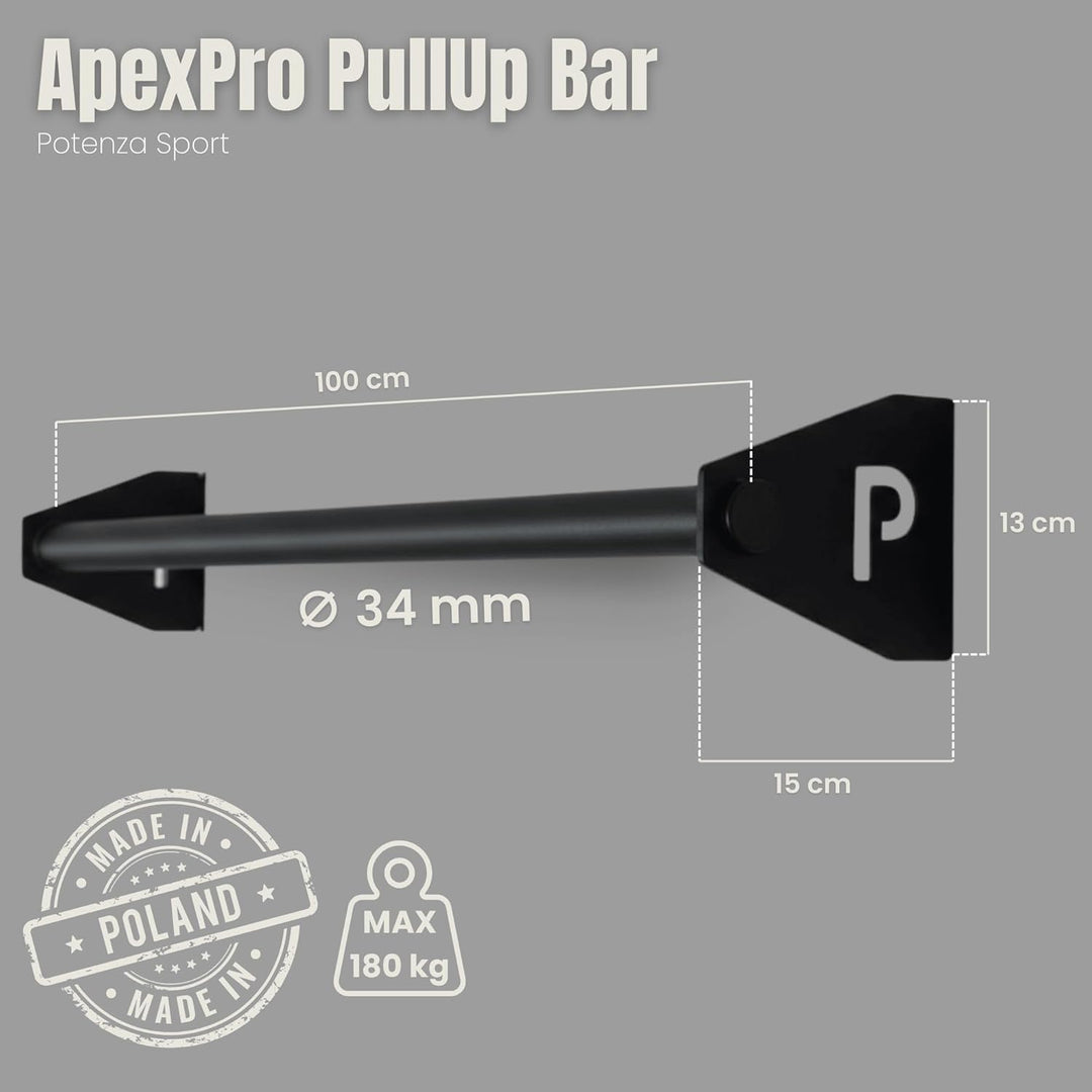 Klimmzugstange Wand - Platzsparende Pull Up Bar aus Stahl über Türrahmen bis 180kg, 101cm, fi34 Cali