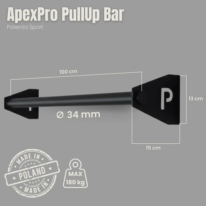 Klimmzugstange Wand - Platzsparende Pull Up Bar aus Stahl über Türrahmen bis 180kg, 101cm, fi34 Cali