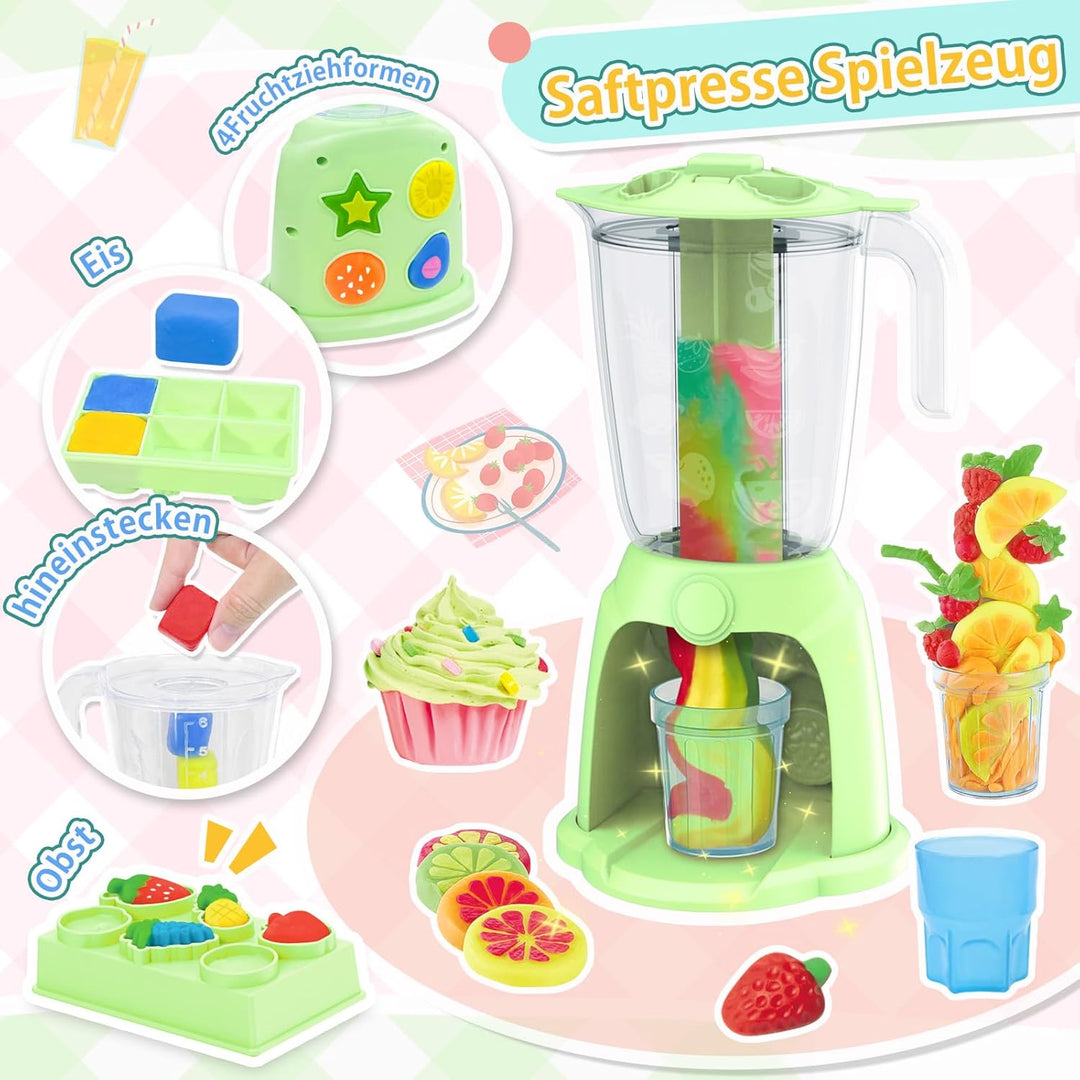 VBACALA KneteSet,Kinderknete Kitchen Creative Knete Eismaschine+Nudelmaschine+Smoothie Mixer Maschin