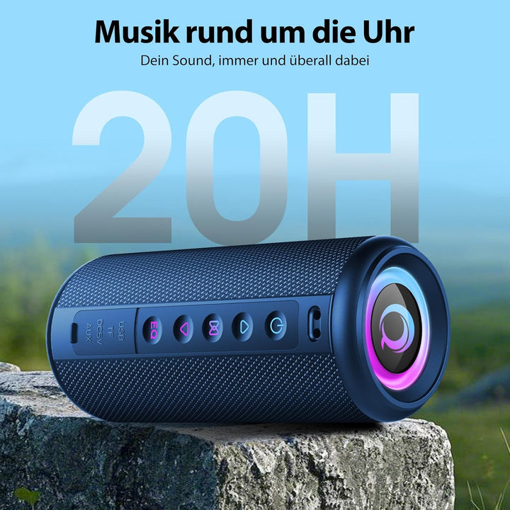 Bluetooth Lautsprecher, 2026 Musikbox Bluetooth 5.4 mit RGB Lichter, Tragbarer Lautsprecher Freispre