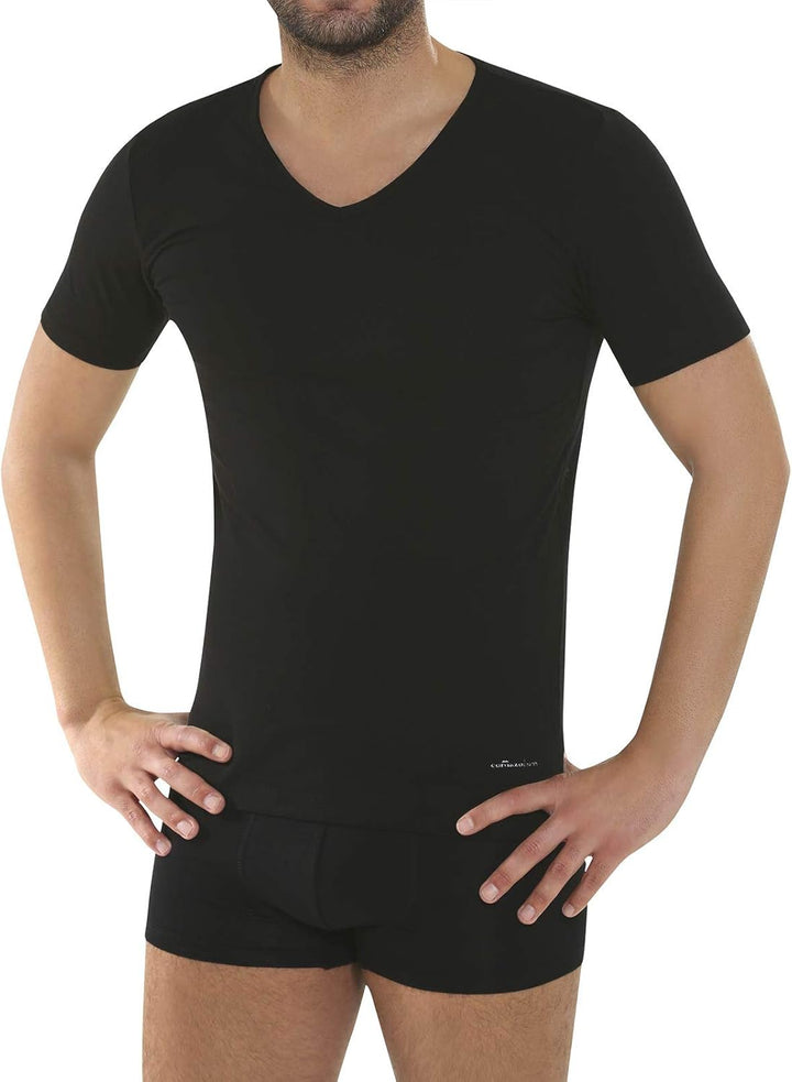 comazo Earth 4er Sparpack Herren V Shirt, Gr. 4-8 4 Schwarz, 4 Schwarz