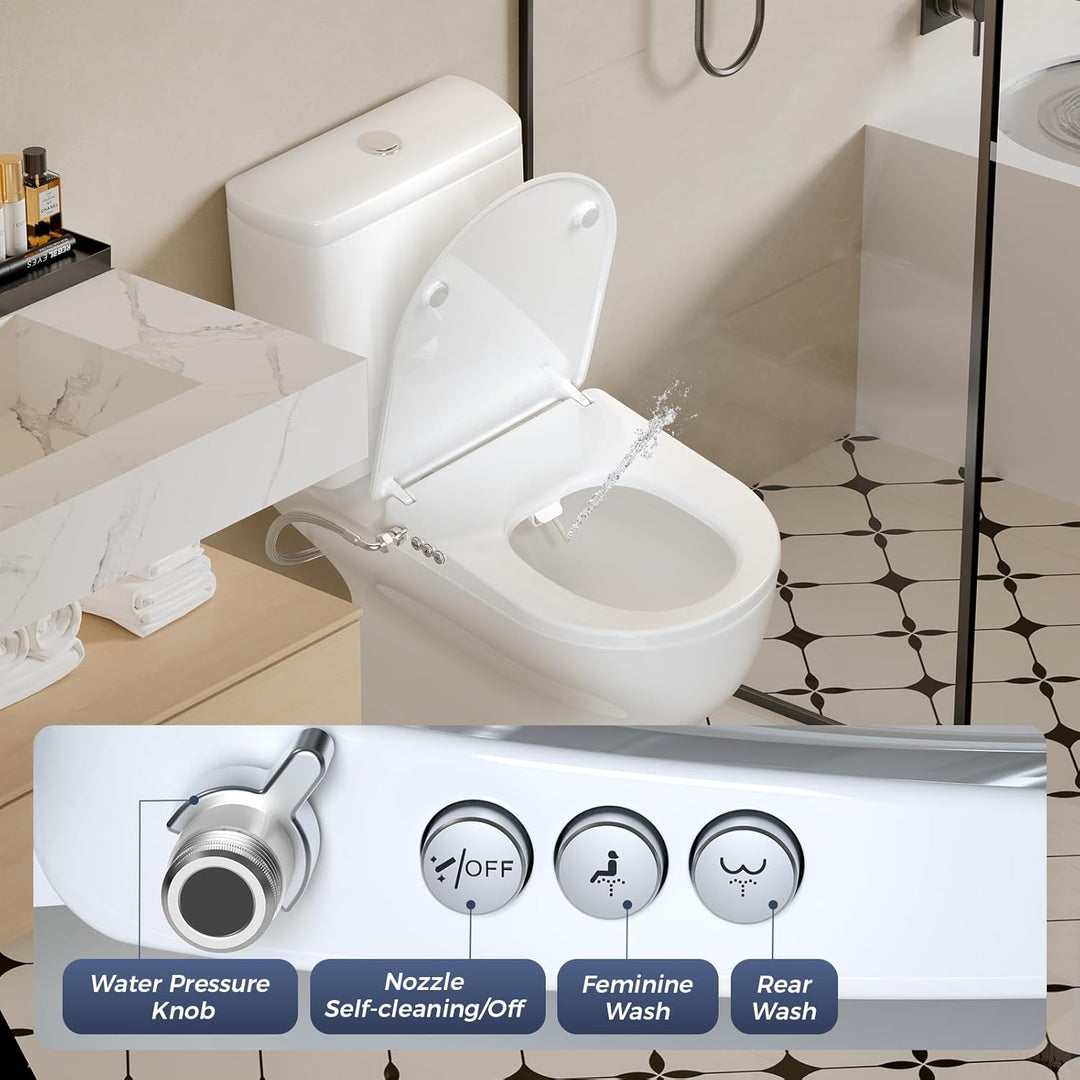 SAMODRA WC Sitz D Form mit Absenkautomatik - Bidet Toilettensitz - Dusch WC Aufsatz Bidet Japanische