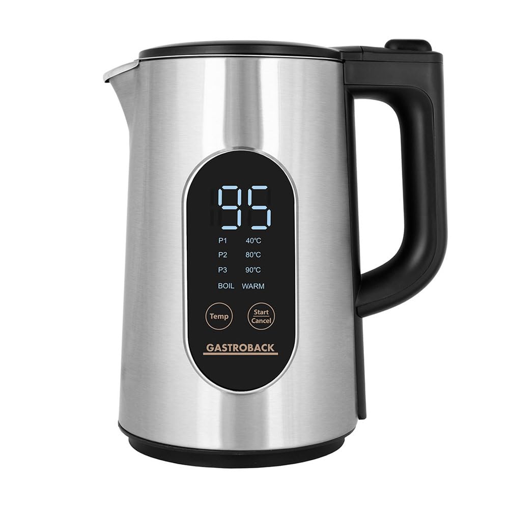 Wasserkocher Edelstahl 1,5L mit Temperatureinstellung 40-100°C, Doppelwandig Cool Touch, 3000W Schne