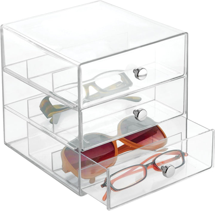 iDesign 35330EU Clarity 3-Schubladenturm für Brillen, durchsichtig 3 Schubladen, 3 Schubladen