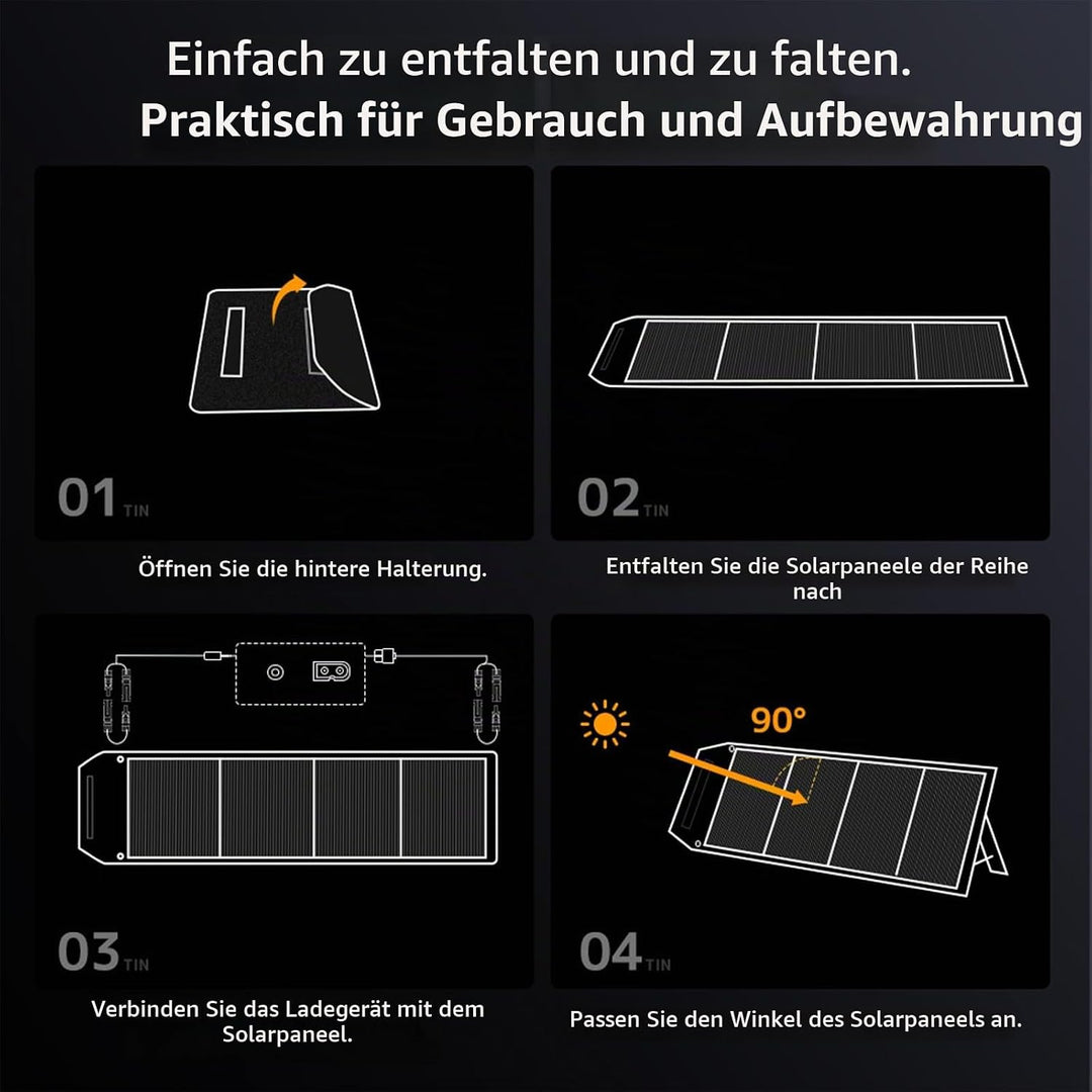 200W Falttragbares Solarmodul - 22,5% Umwandlungseffizienz, IP64 Wasserdicht Tragbares Ladegerät Sol