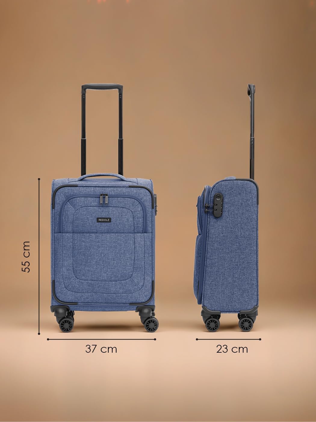 REDOLZ Cabin Weichschalen Kabinen-Koffer | Leichter Trolley mit 4 Doppelrollen für Damen & Herren 37