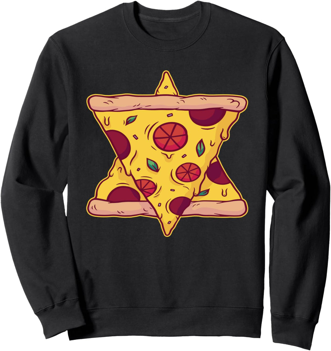 Sechs spitz zulaufende Pizza Star Pentagramm Lebensmittel Sweatshirt