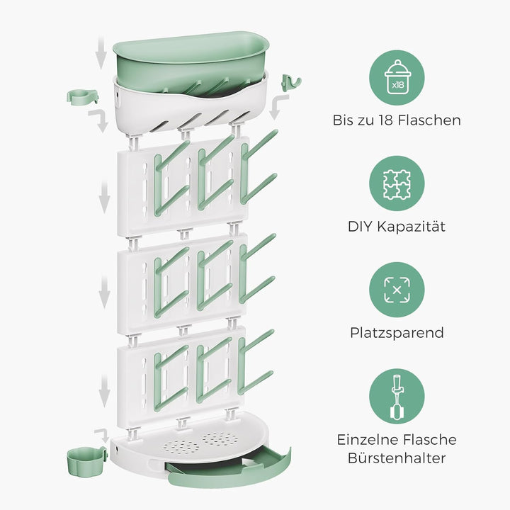 Momcozy Premium Babyflaschen Trockenständer – Vertikaler Flaschenhalter für 18 Flaschen &amp; Stillzubeh