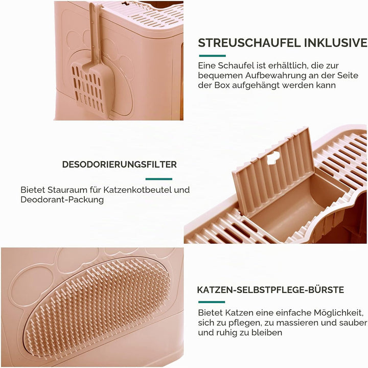 YITAHOME Katzentoilette mit Deckel, Katzenklo Gross, Katzenklo Hop In, Geruchlose Katzentoilette mit
