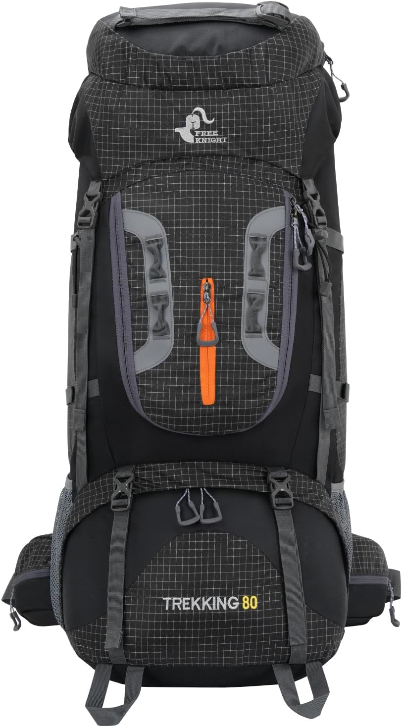 Bseash 80L Wasserdichter Wanderrucksack mit Regenschutz, leichter Outdoor-Sport, Reisen, Tagesrucksa