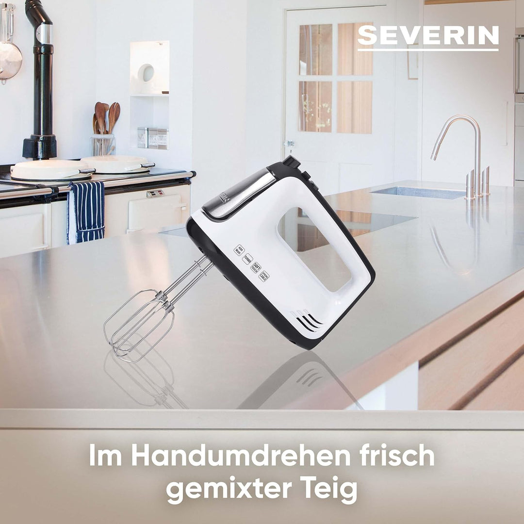 SEVERIN Handmixer, Handrührgerät mit 5 Geschwindigkeitsstufen, praktischer Handrührer mit 2 Edelstah