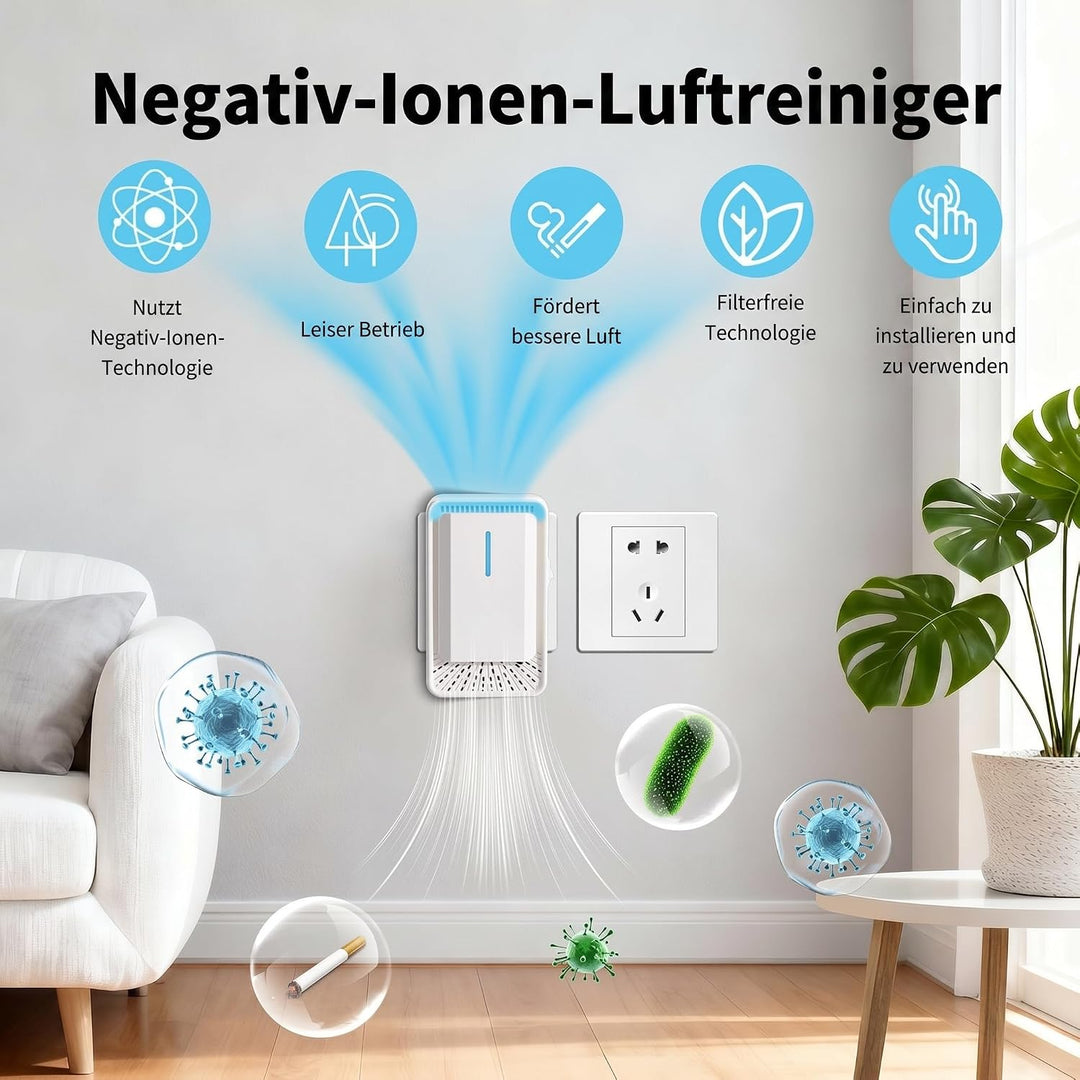 2 Stück Steckdosen-Luftreiniger Mini Ionisator Generator gegen Gerüche Weiss | Mini-Ionisator für di