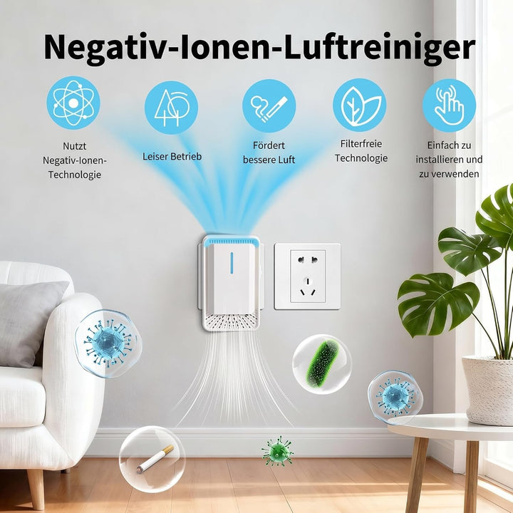 2 Stück Steckdosen-Luftreiniger Mini Ionisator Generator gegen Gerüche Weiss | Mini-Ionisator für di