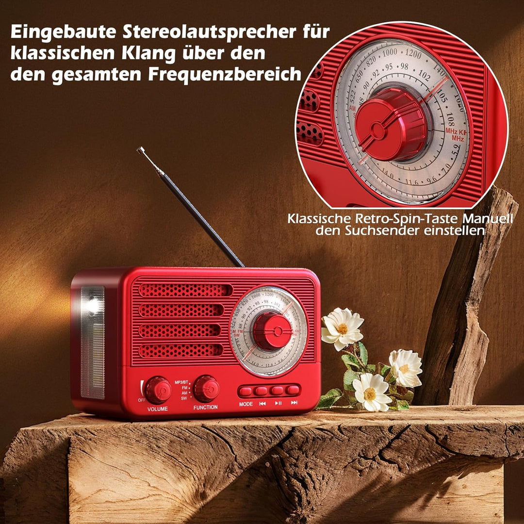 Vintage-Transistorradio – Retro-Stil mit moderner Reichweite, tragbar, AM/FM/SW, mit USB/TF/Aux-MP3-