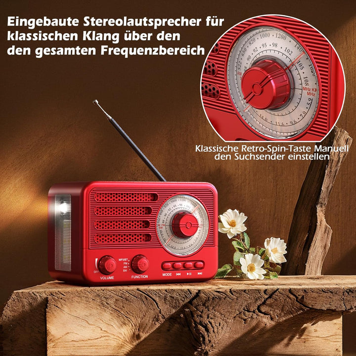 Vintage-Transistorradio – Retro-Stil mit moderner Reichweite, tragbar, AM/FM/SW, mit USB/TF/Aux-MP3-