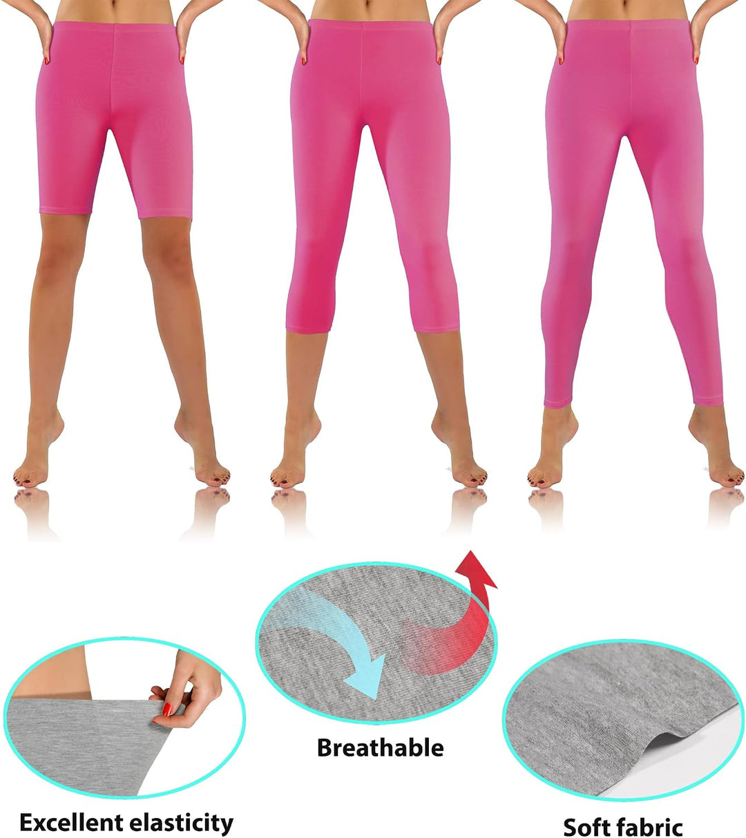 sesto senso 3 Paar Damen Sport Leggings Verschiedene Beinlängen Baumwolle Bunt Yoga Fitness Hose 1/2