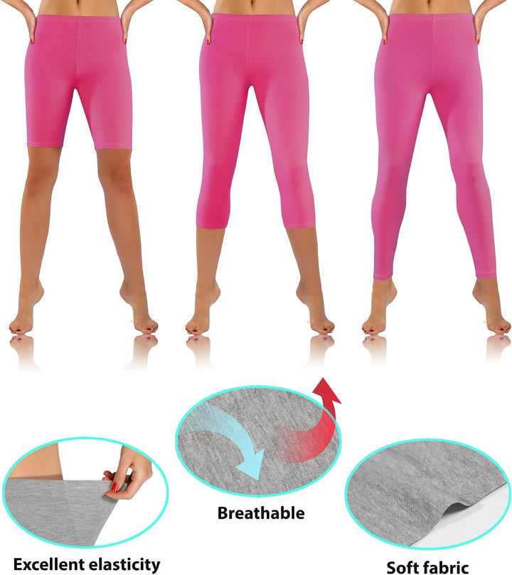 sesto senso 3 Paar Damen Sport Leggings Verschiedene Beinlängen Baumwolle Bunt Yoga Fitness Hose 1/2