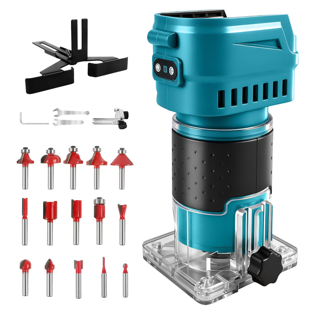 Kabelloser Oberfräse kompatibel mit Makita 18 V Akku, 850W, 30.000 U/min, bürstenloser Holzschneider