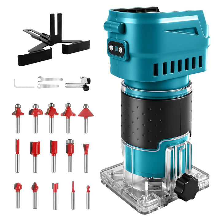 Kabelloser Oberfräse kompatibel mit Makita 18 V Akku, 850W, 30.000 U/min, bürstenloser Holzschneider