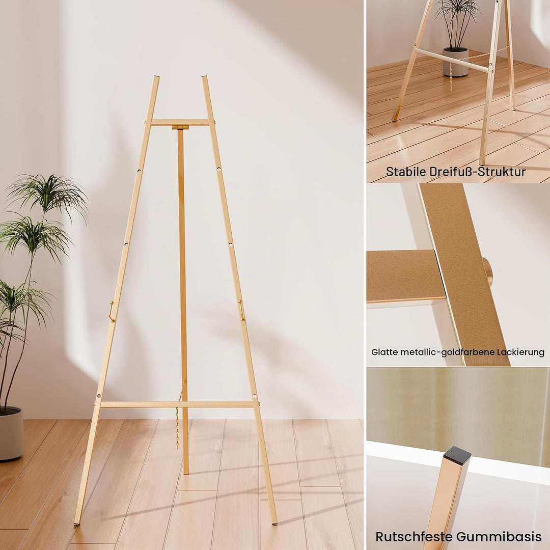 Goldene Staffelei Ständer für Schilder, robuste Staffelei, 4-stöckig, verstellbar, Kunststaffelei zu