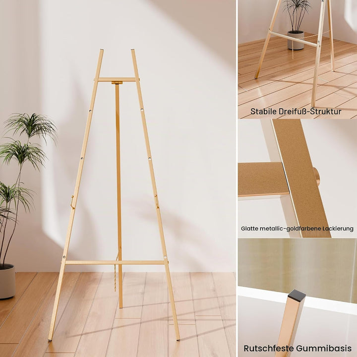 Goldene Staffelei Ständer für Schilder, robuste Staffelei, 4-stöckig, verstellbar, Kunststaffelei zu