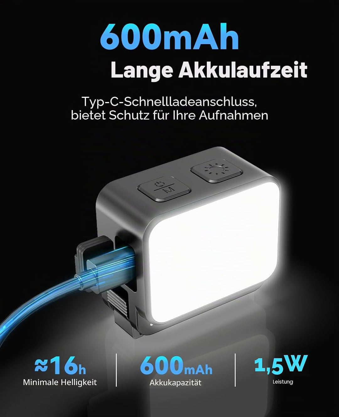 Mini-Licht für Action-Kamera, Osmo Pocket 3 LED Fill Light Attachment Kompatibel mit DJI Osmo Action