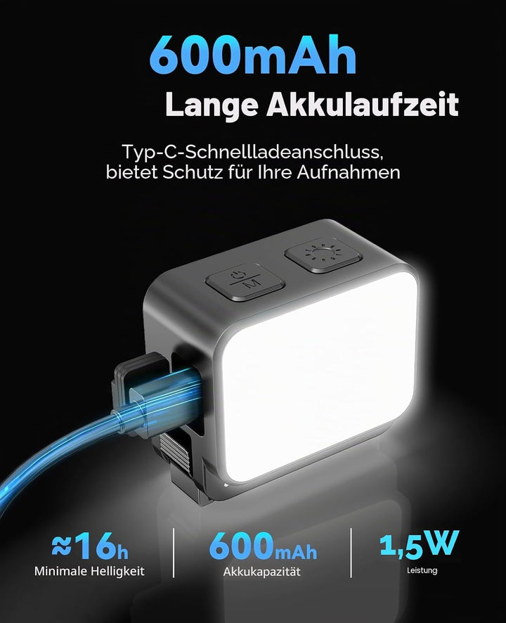 Mini-Licht für Action-Kamera, Osmo Pocket 3 LED Fill Light Attachment Kompatibel mit DJI Osmo Action