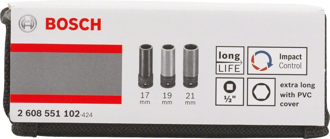 Bosch Accessories Bosch Pro 3-tlg. Steckschlüssel-Satz mit 1 Zoll/2,54 cm Innenvierkant für Sechskan