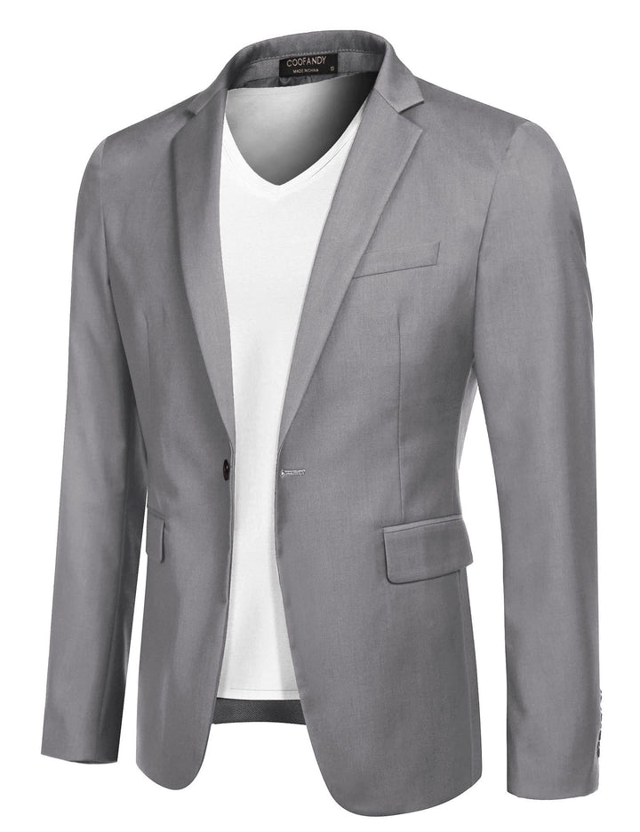 COOFANDY Herren Sportlich Freizeit Blazer Business Sakko Anzugjacke 1 Knöpfe Einfarbig Regular Fit H