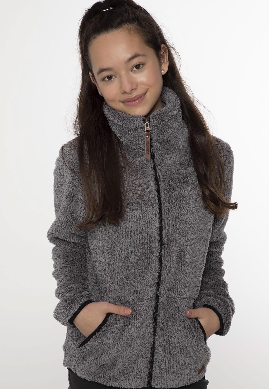 Protest Girls Oberteil Mit Durchgehendem Reissverschluss RiRi JR 104 Dark Grey Melee, 104 Dark Grey
