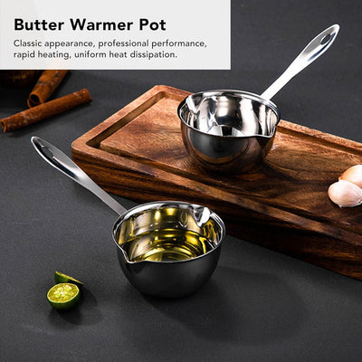 Butterwörmer-Topf, Butterwörmer-Topf, Alles in Einem Flachen Induktionsboden, Edelstahl, Mini-Butter