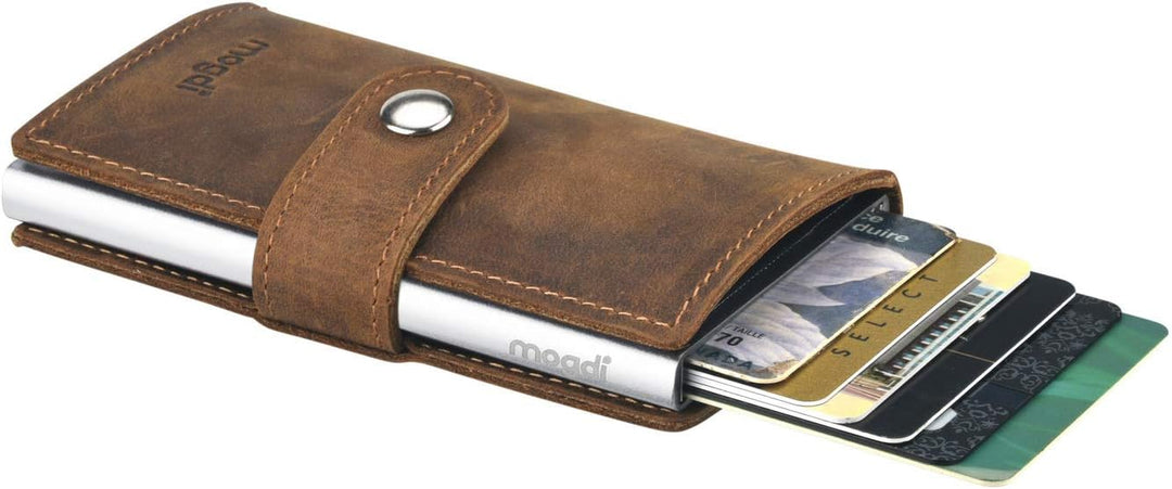 Premium Herren Portmonee RFID Schutz Kartenetui Business Geldbörse feinstes A++ Echtleder mogdi Nano