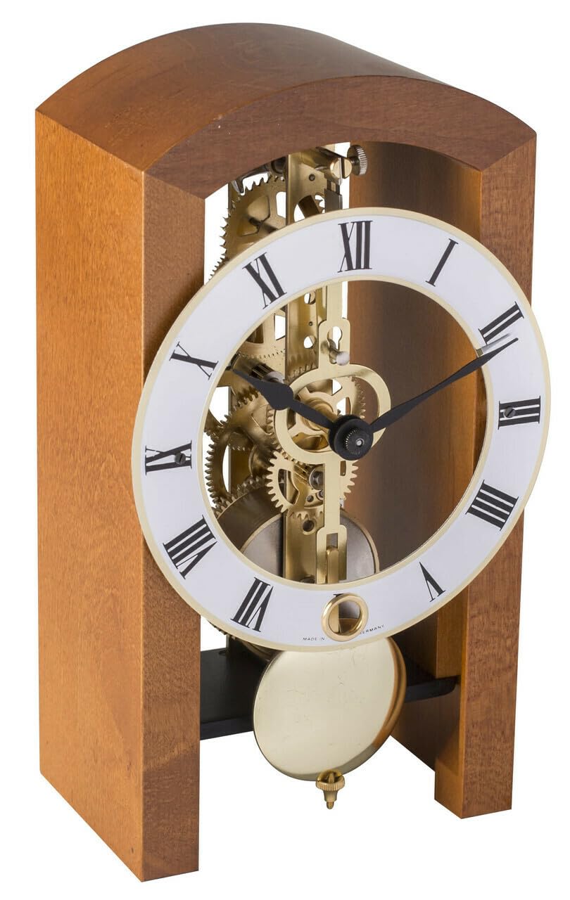 Hermle 23015-160721 Moderne Skelett-Tischuhr, Kirschbaum Braun, 18cm x 9cm x 11cm 18cm x 9cm x 11cm