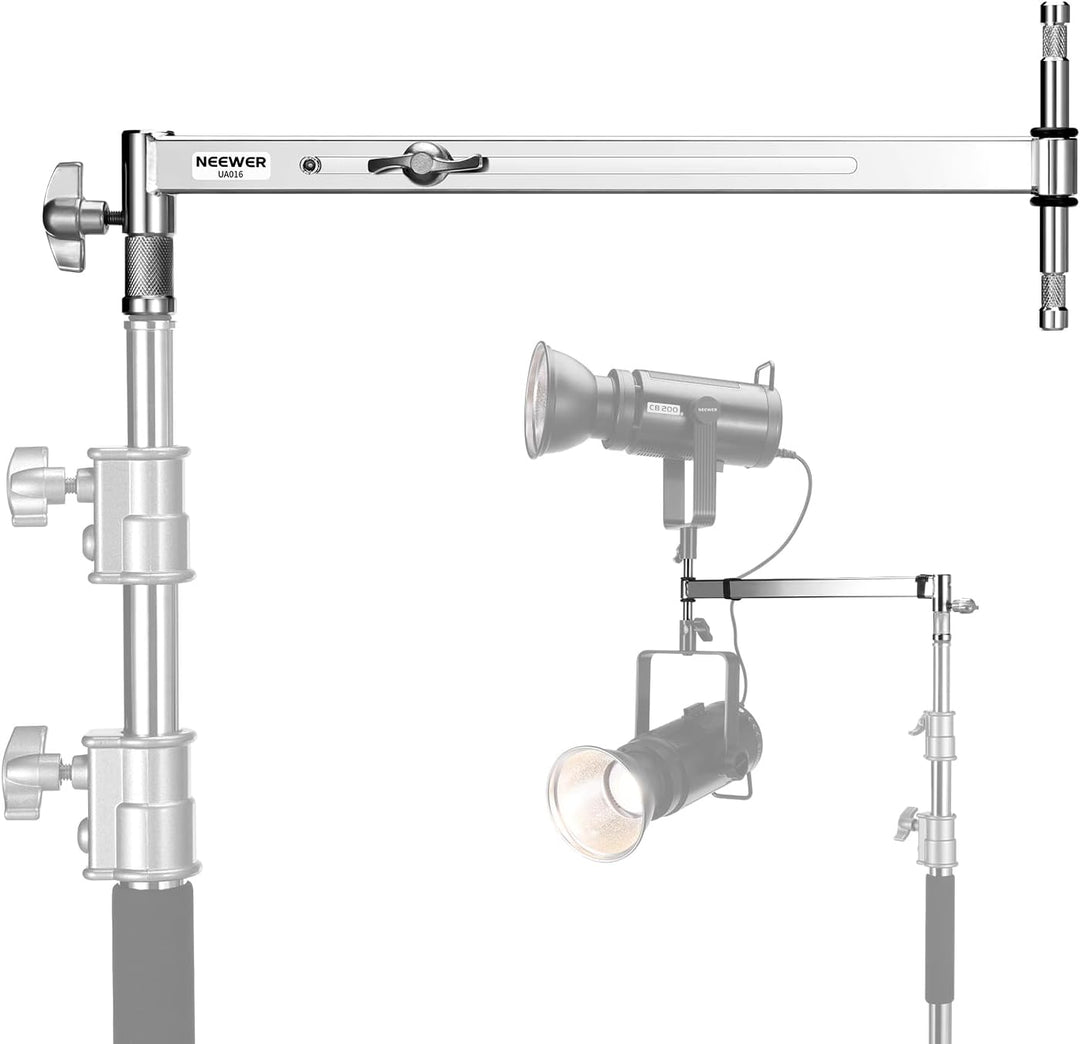NEEWER versetzter Arm mit Zwei 5/8" Babystift für LED Videolicht Studioblitz, 19"-28" ausziehbar mit