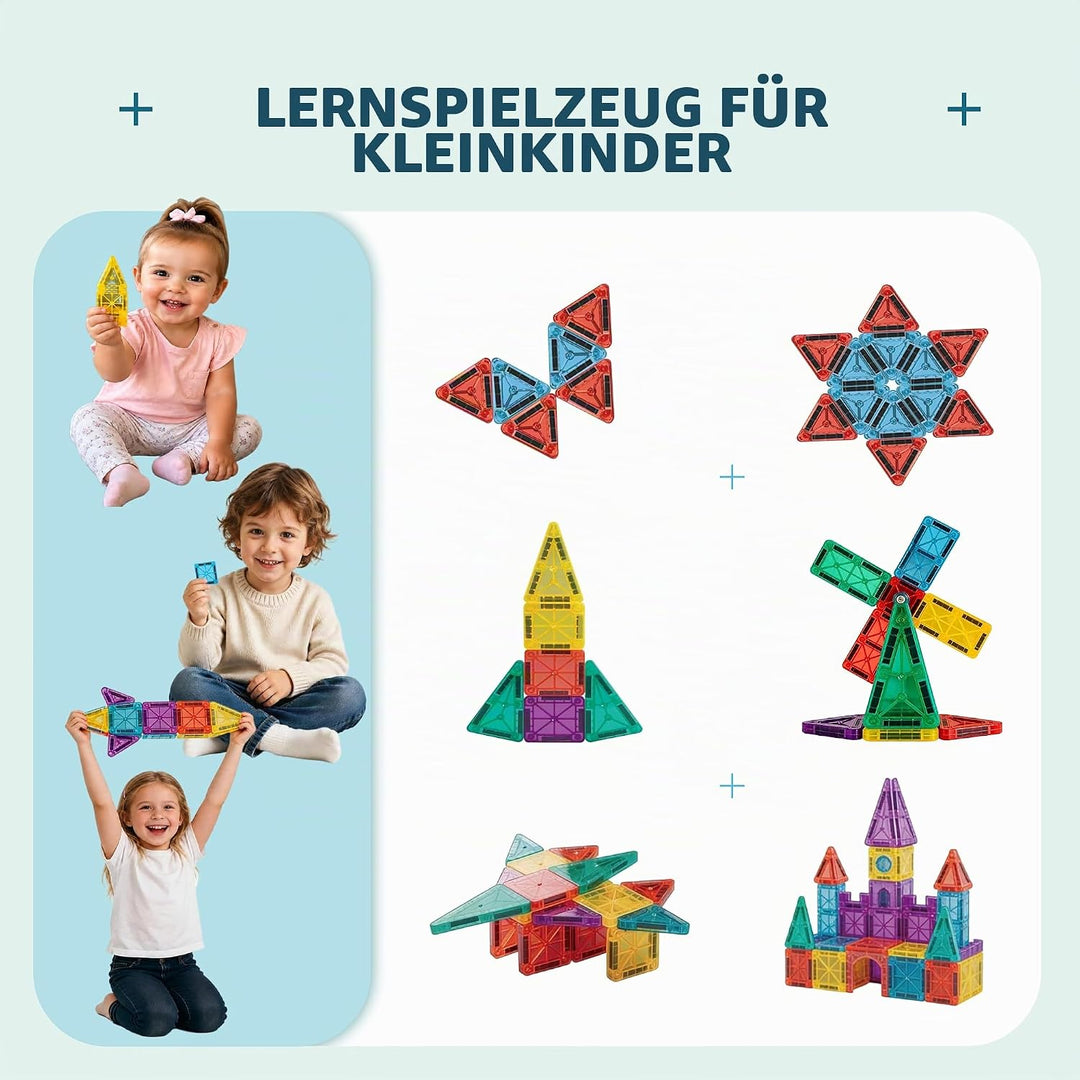 Mini-Magnetfliesen, 34 Stück magnetische Fliesen mit Metall-Aufbewahrungsbox, magnetische Gebäudefli