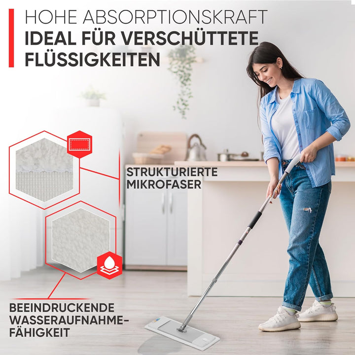 Wischmopp Bezug für verschüttete Flüssigkeiten - Bodenwischer, Wischbezug von WOWtowelz – 40 cm Vari
