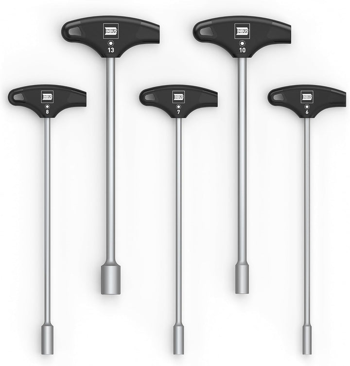 INBUS® 73400 T-Griff Aussensechskant Steckschlüssel Set 5tlg, 6–13mm, mit HybridTouch — Made in Germ