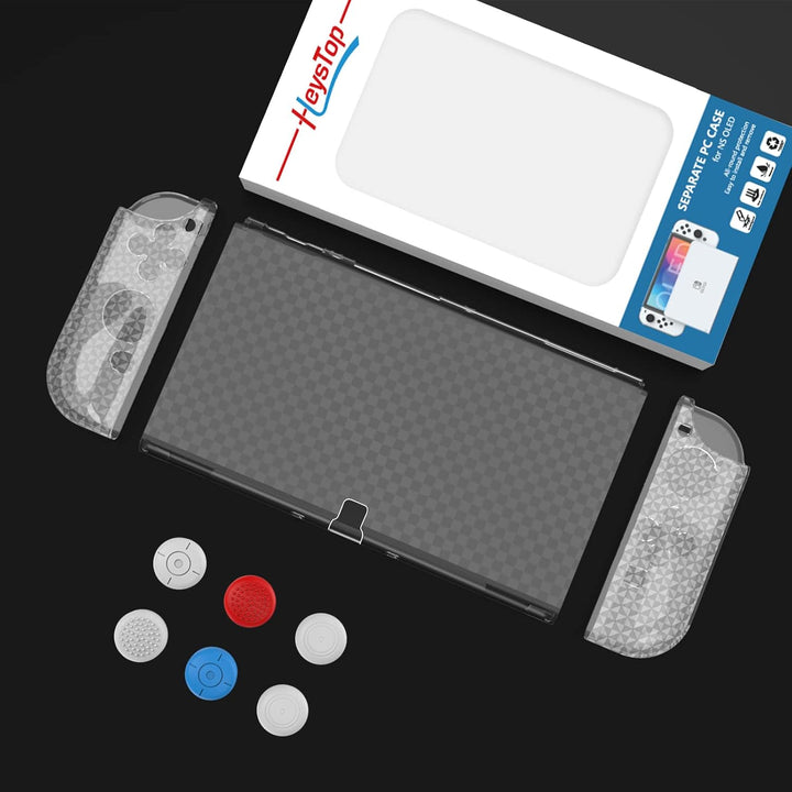HEYSTOP Switch OLED Hülle Dockable PC Schutzhülle mit Griff Case und Daumenkappe für Nintendo Switch