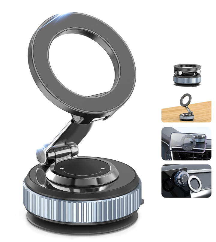 Handyhalterung Auto für MagSafe, Vakuum Magnetische Telefonständer 360° Drehbar Saugnapf Autohalteru