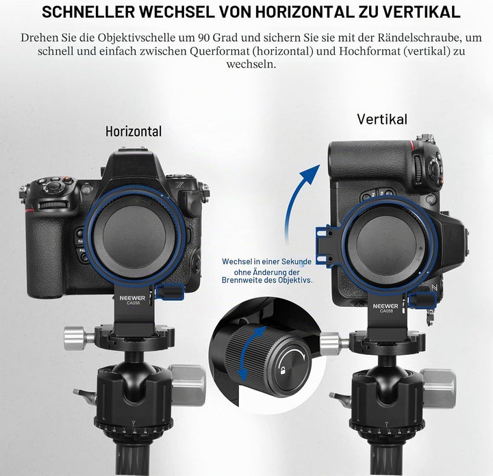 Neewer Drehbare Kragenhalterungsplatte für Nikon Z8 Z7 II Z6 II Z5 FTZ II Adapter, schnelle horizont