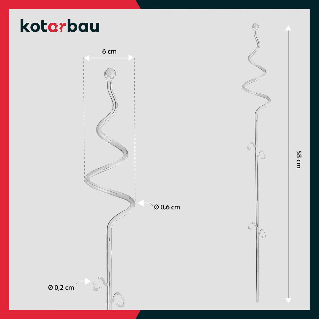 KOTARBAU® 6er Set Pflanzenstütze Transparent PVC 58 cm Spirale Blumenstütze Rankhilfe Zimmerpflanzen