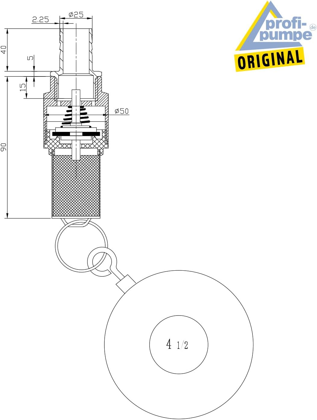 AMUR Stahl Ansaug-Set 2 ohne Schlauch mit Rückschlagventil für Kreiselpumpen, Messing Anschlussteile