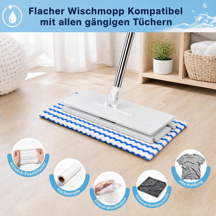 Wischmopp mit Druck-Klemm-System, Zero Touch EIN-Knopf-Wechsel Bodenwischer