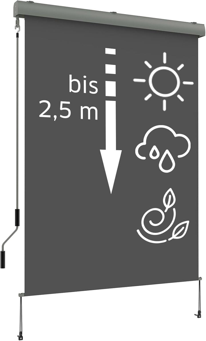 NOOR Senkrechtmarkise 1,5 x 2,5 m I Hochwertige Markise aus strapazierfähigem Polyester (220g/m²) fü