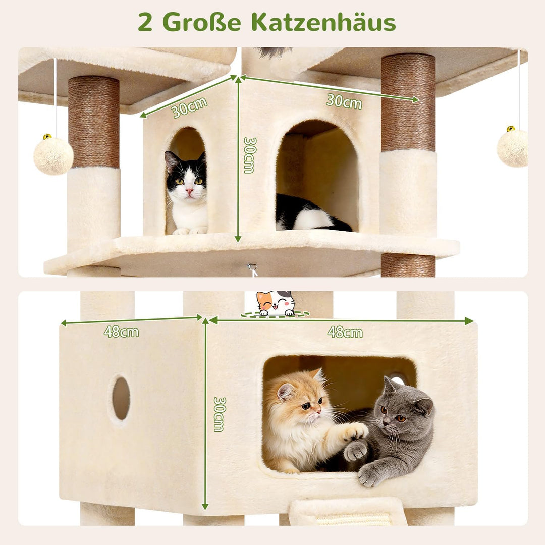 Globlazer F75 Kratzbaum XXL Beige für Grosse Katzen 192 cm Stabil Katzenbaum | Extragross Katzenhäus